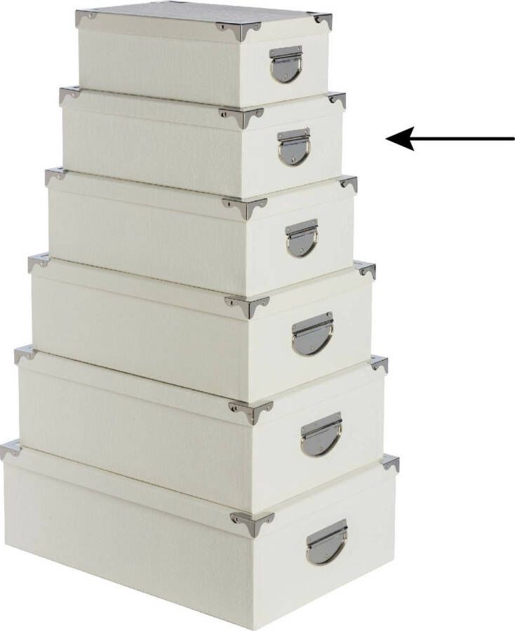 5five Opbergdoos box 6x ivoor wit L32 x B21.5 x H12 cm Stevig karton Crocobox