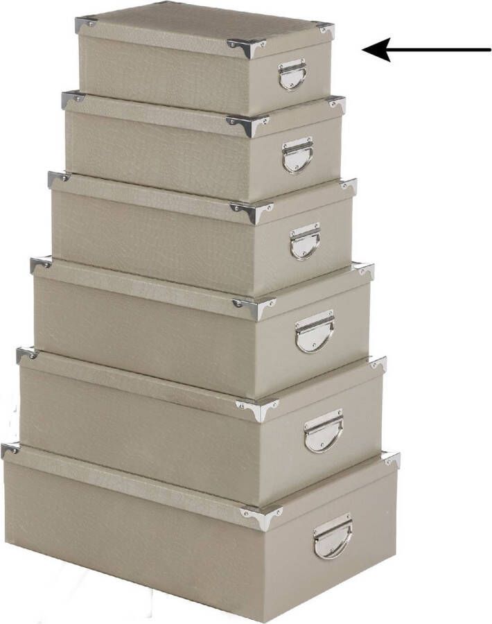 5Five Opbergdoos box 2x beige L28 x B19.5 x H11 cm Stevig karton Crocobox Opbergbox