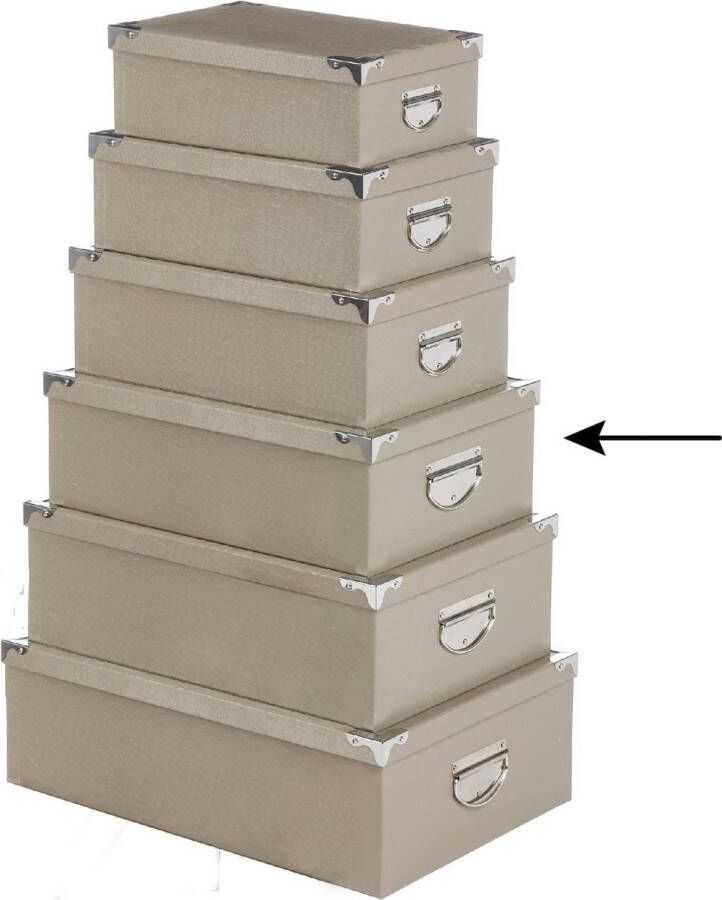 5Five Opbergdoos box 2x beige L40 x B26.5 x H14 cm Stevig karton Crocobox Opbergbox
