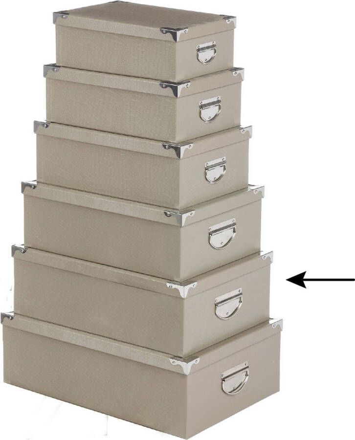 5Five Opbergdoos box beige L44 x B31 x H15 cm Stevig karton Crocobox Opbergbox