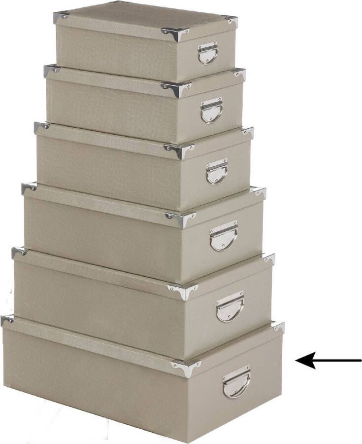 5Five Opbergdoos box 2x beige L48 x B33.5 x H16 cm Stevig karton Crocobox Opbergbox