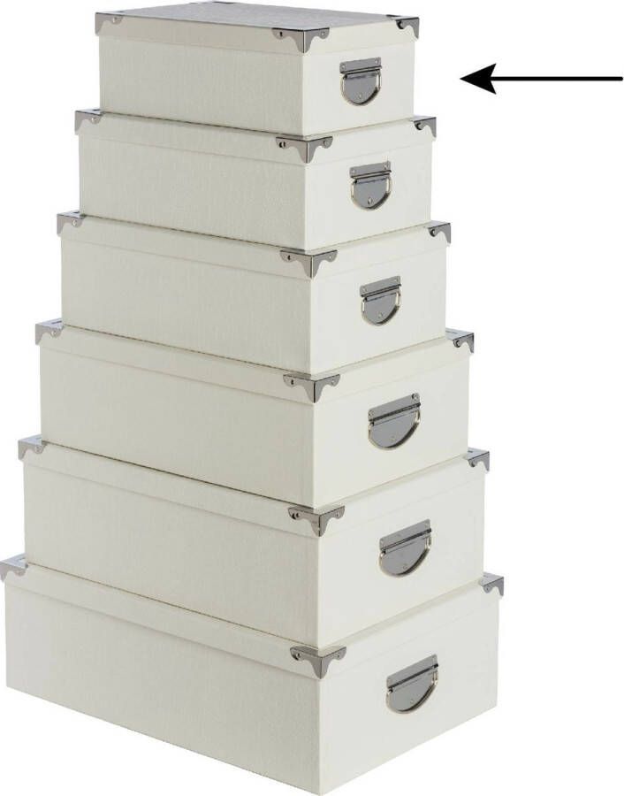5Five Opbergdoos box 4x ivoor wit L28 x B19.5 x H11 cm Stevig karton Crocobox Opbergbox