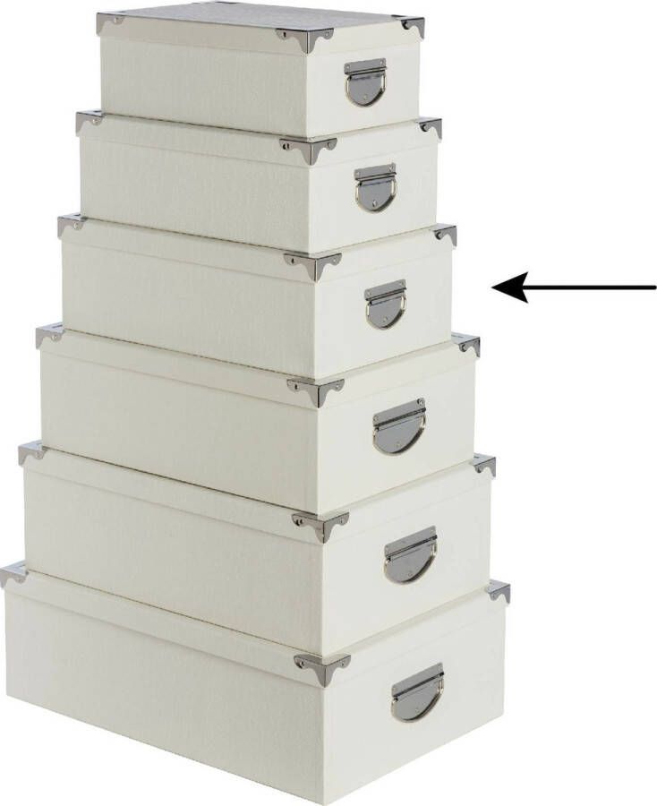 5Five Opbergdoos box 2x ivoor wit L36 x B24.5 x H12.5 cm Stevig karton Crocobox Opbergbox
