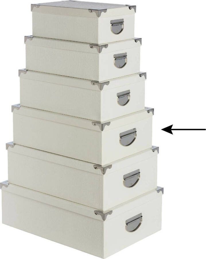 5Five Opbergdoos box 2x ivoor wit L40 x B26.5 x H14 cm Stevig karton Crocobox Opbergbox