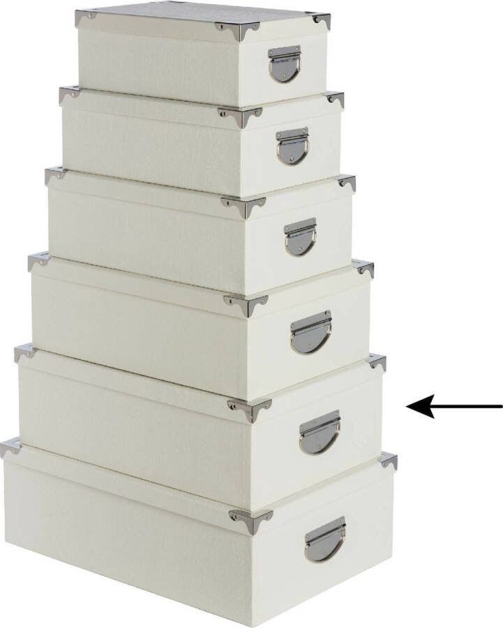 5Five Opbergdoos box 3x ivoor wit L44 x B31 x H15 cm Stevig karton Crocobox Opbergbox