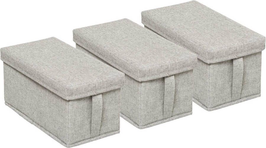 5five Opbergdoos box met deksel 3x lichtgrijs L50 x B31 x H25 cm Stevig karton polyester 14 liter