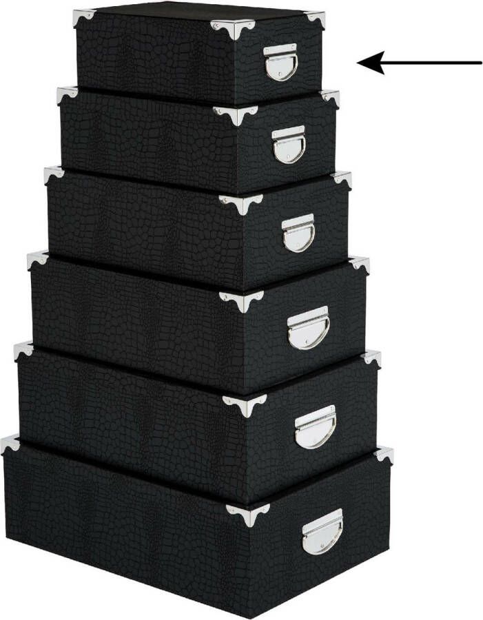 5five Opbergdoos box zwart L28 x B19.5 x H11 cm Stevig karton Crocobox