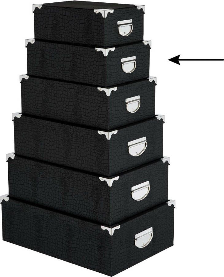 5five Opbergdoos box zwart L32 x B21 5 x H12 cm Stevig karton Crocobox