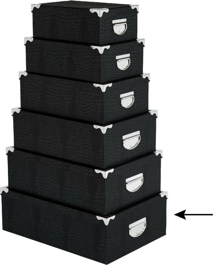 5Five Opbergdoos box 2x zwart L48 x B33.5 x H16 cm Stevig karton Crocobox Opbergbox