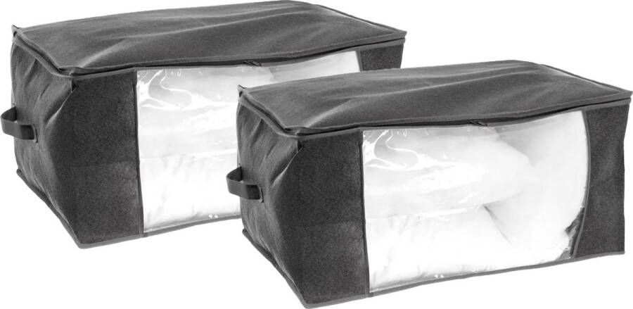 5Five Opberghoes beschermhoes voor dekbedden kussens 2x grijs 60 x 45 x 30 cm Opberghoezen