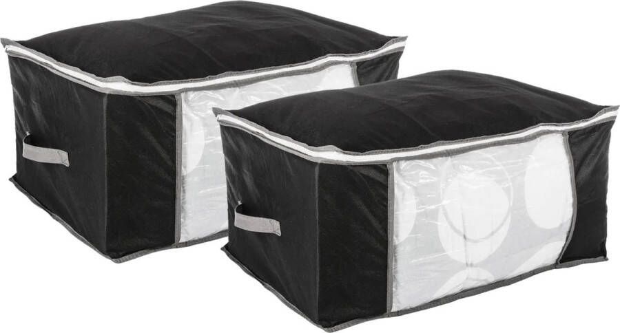 5five Opberghoes beschermhoes voor dekbedden kussens 3x zwart grijs 60 x 45 x 30 cm met rits