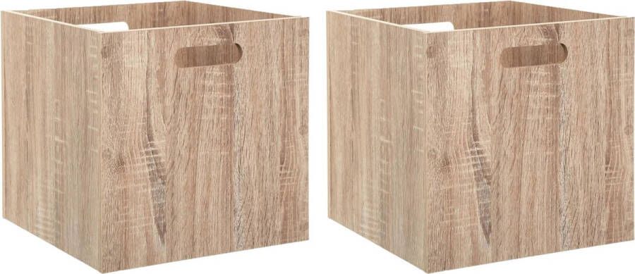 5five Opberg kast mand 2x lichtbruin MDF hout 29L 31 x 31 x 31 cm Opbergmanden kisten