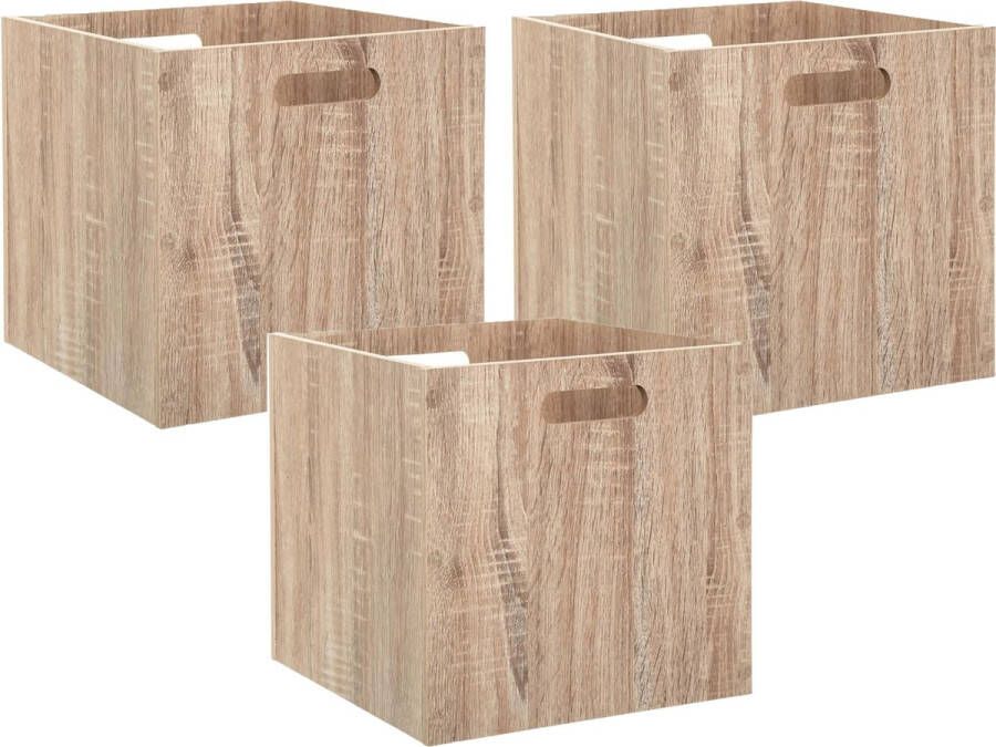 5five Opberg kast mand 3x lichtbruin MDF hout 29L 31 x 31 x 31 cm Opbergmanden kisten