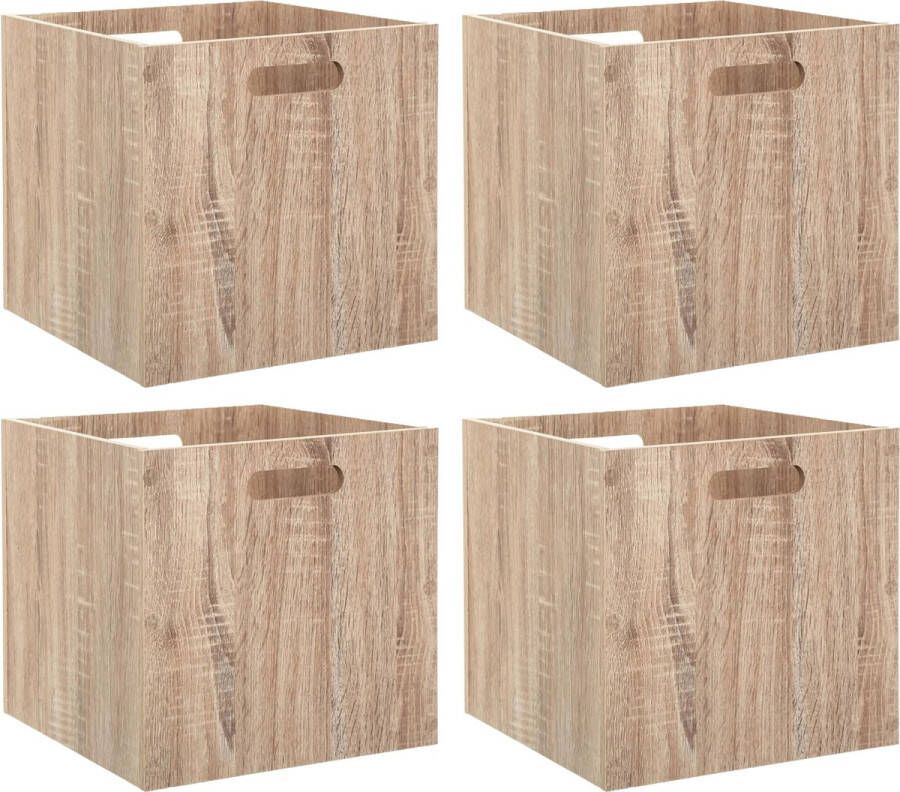 5five Opberg kast mand 4x lichtbruin MDF hout 29L 31 x 31 x 31 cm Opbergmanden kisten