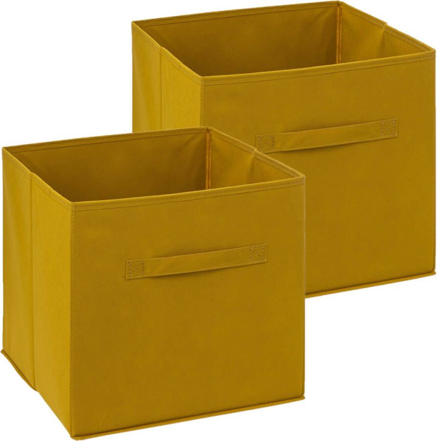 5Five Opbergmand 2x 29 liter mosterdgeel 31 x 31 x 31 cm Opbergmanden