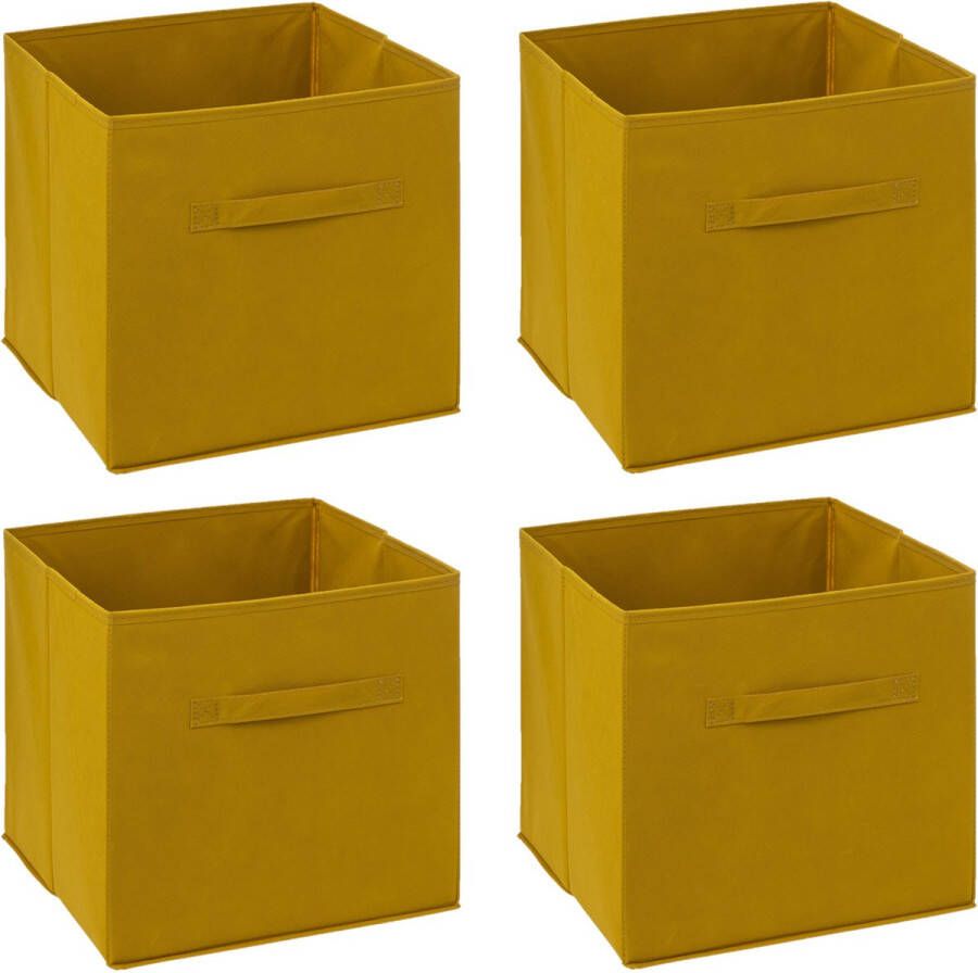 5Five Opbergmand 4x 29 liter mosterdgeel 31 x 31 x 31 cm Opbergmanden