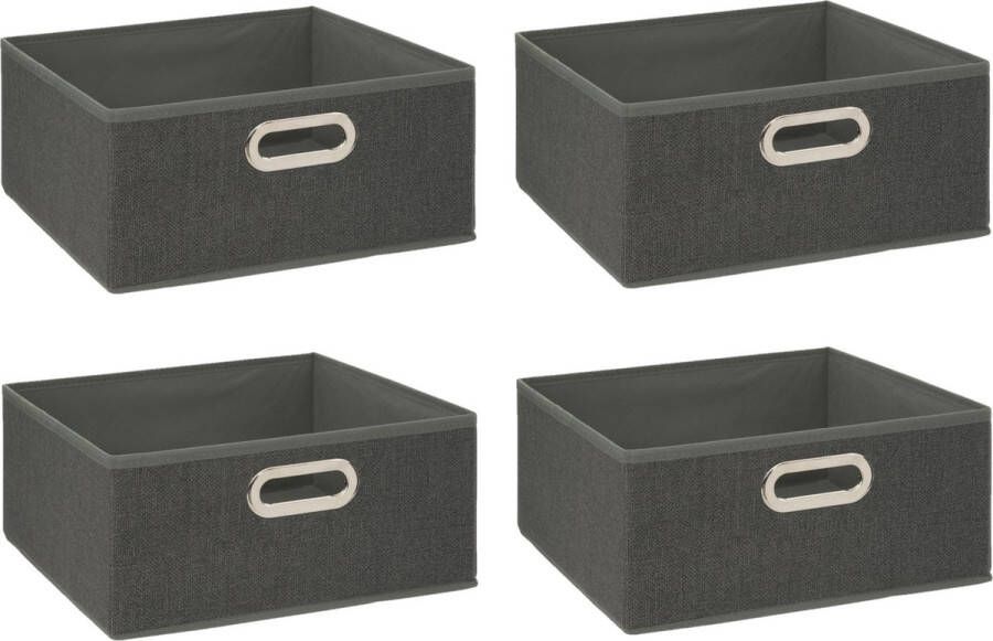 5five Opbergmand 6x 14 liter donkergrijs linnen 31 x 31 x 15 cm