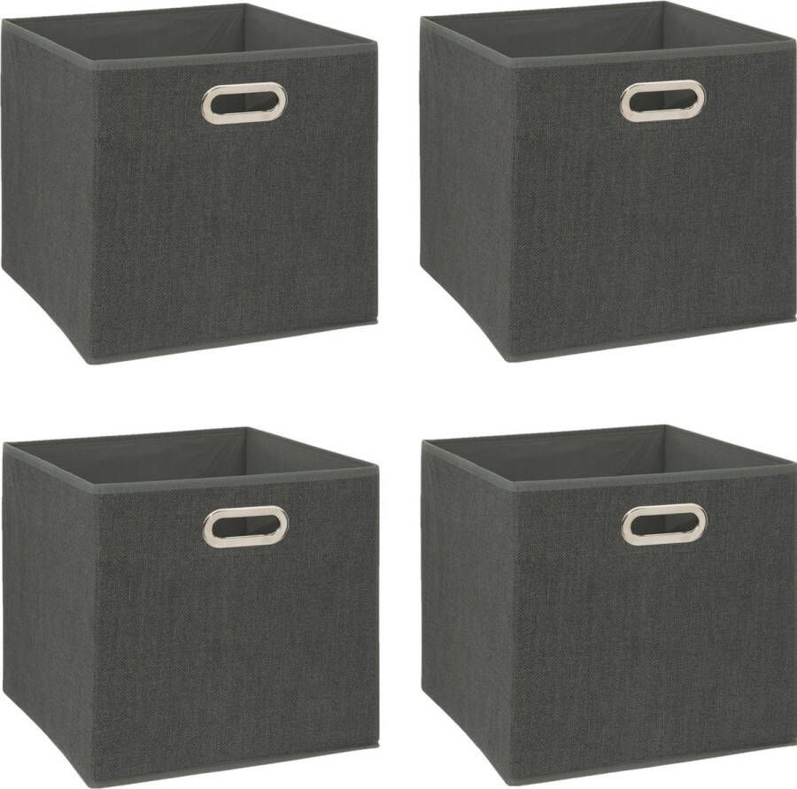 5five Opbergmand 6x 29 liter donkergrijs linnen 31 x 31 x 31 cm
