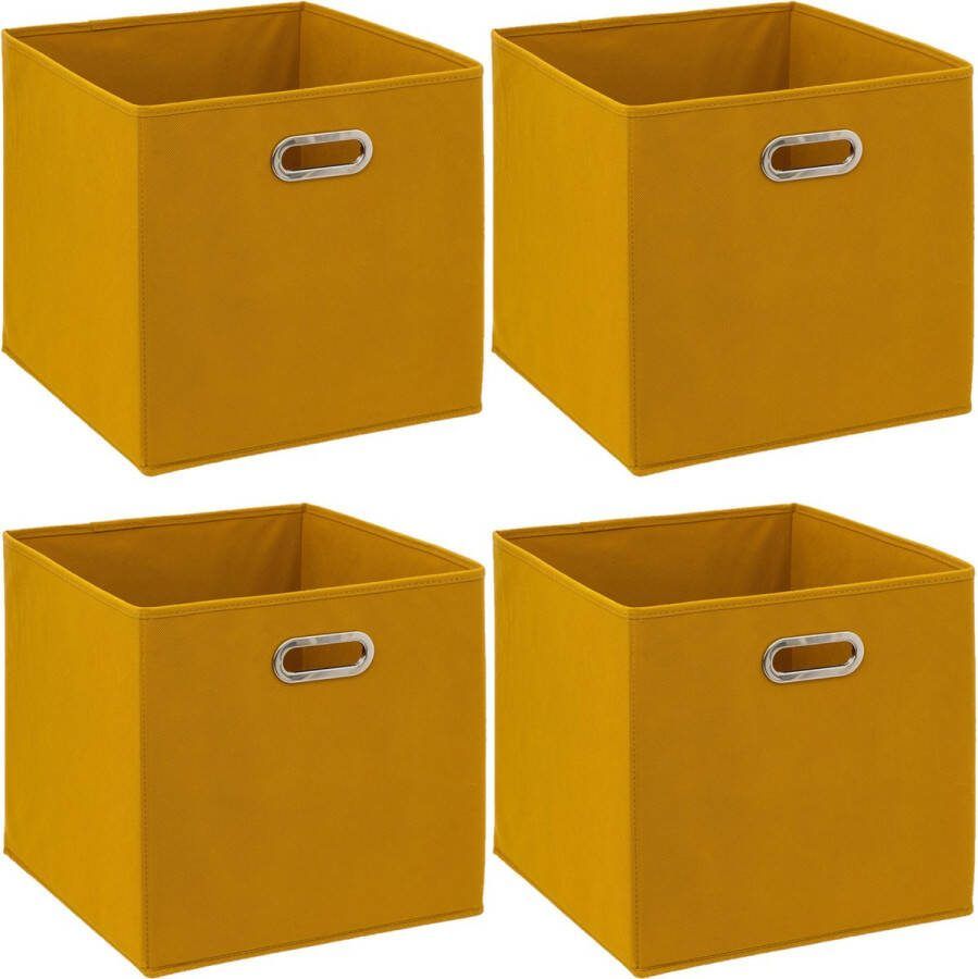 5five Opbergmand 6x 29 liter geel linnen 31 x 31 x 31 cm