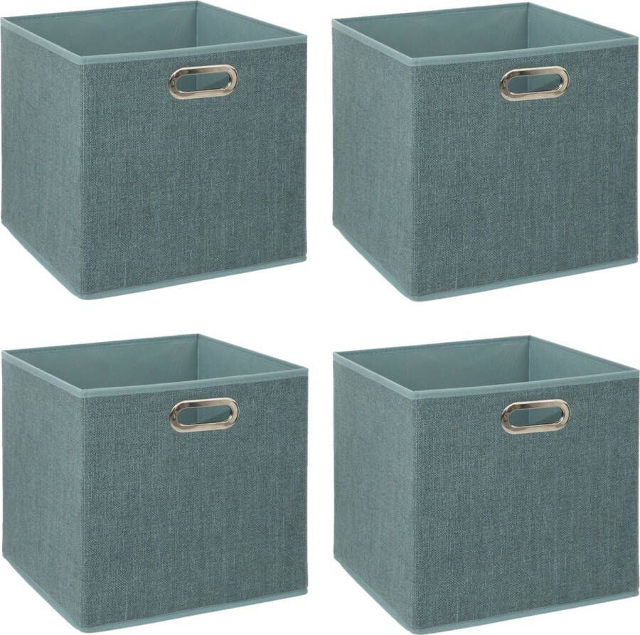5five Opbergmand 6x 29 liter ijsblauw linnen 31 x 31 x 31 cm
