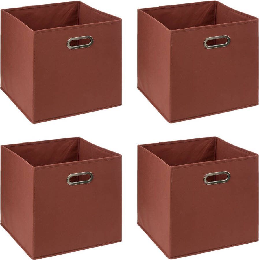 5five Opbergmand 6x 29 liter steenrood linnen 31 x 31 x 31 cm