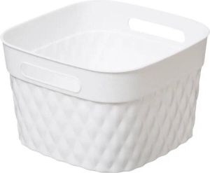 5five Opbergmand plastic vierkant wit 20 x 20 x 13 cm Kast- badkamer mandjes verschillende formaten
