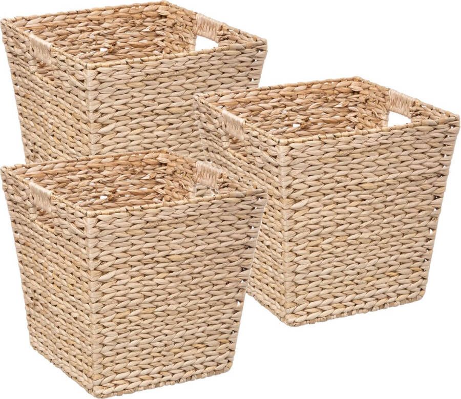 5five Opbergmand van riet 3x 29 liter lichtbruin gevlochten 31 x 31 x 31 cm nestbaar