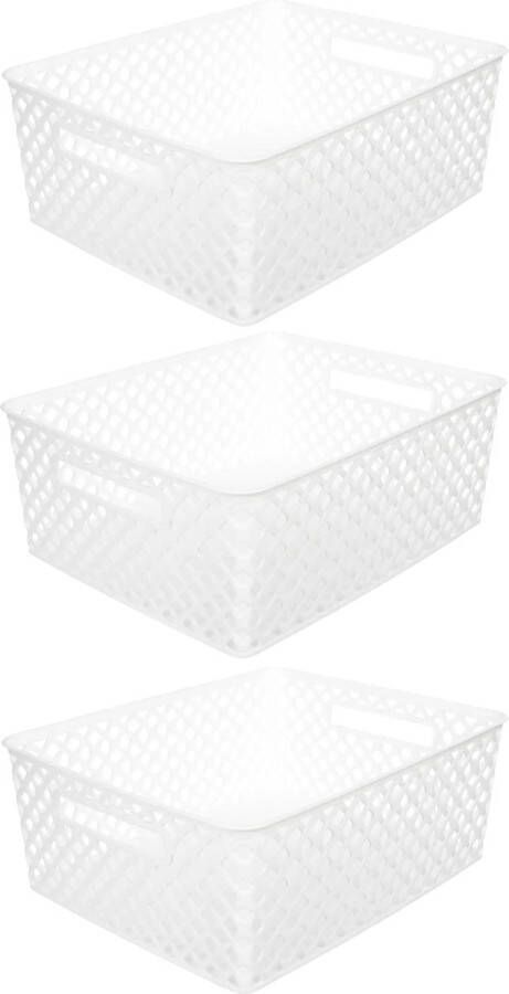 5five Opbergmand box van kunststof 3x wit 29 x 35 x 13 cm 11 liter