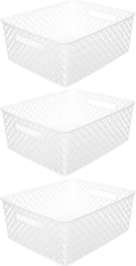 5five Opbergmand box van kunststof 3x wit 29 x 35 x 13 cm 11 liter
