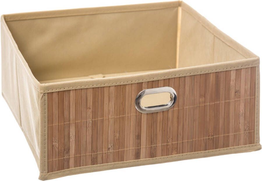 5five Opbergmand kastmand 13L beige linnen bamboe 31 x 13 5 x 31 cm vakkenkast manden