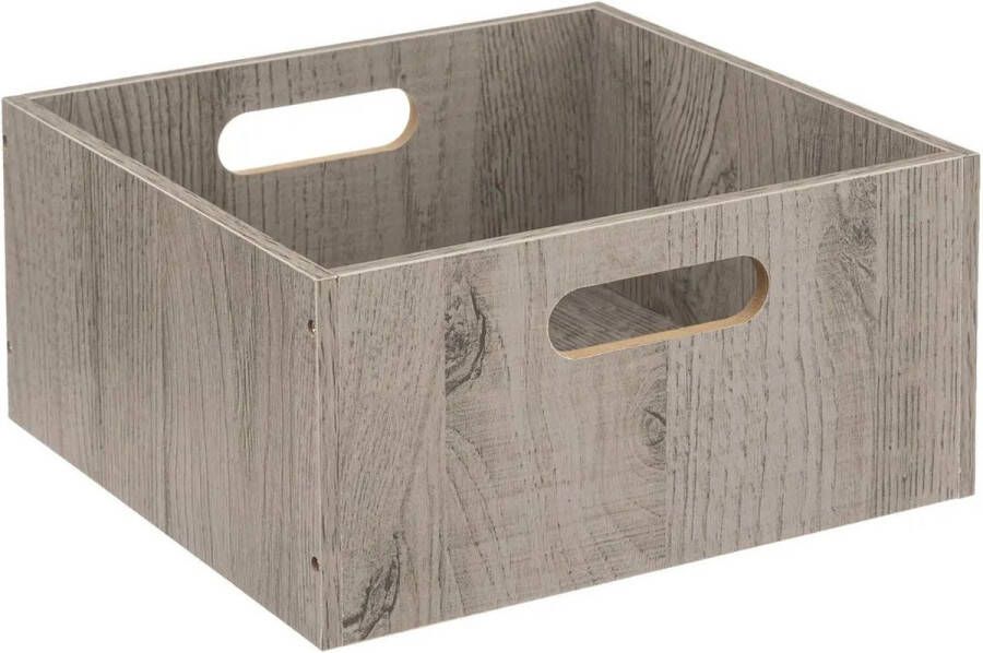 5five Opbergmand kastmand 14 liter grijs greywash van hout 31 x 31 x 15 cm Opbergboxen Vakkenkast manden