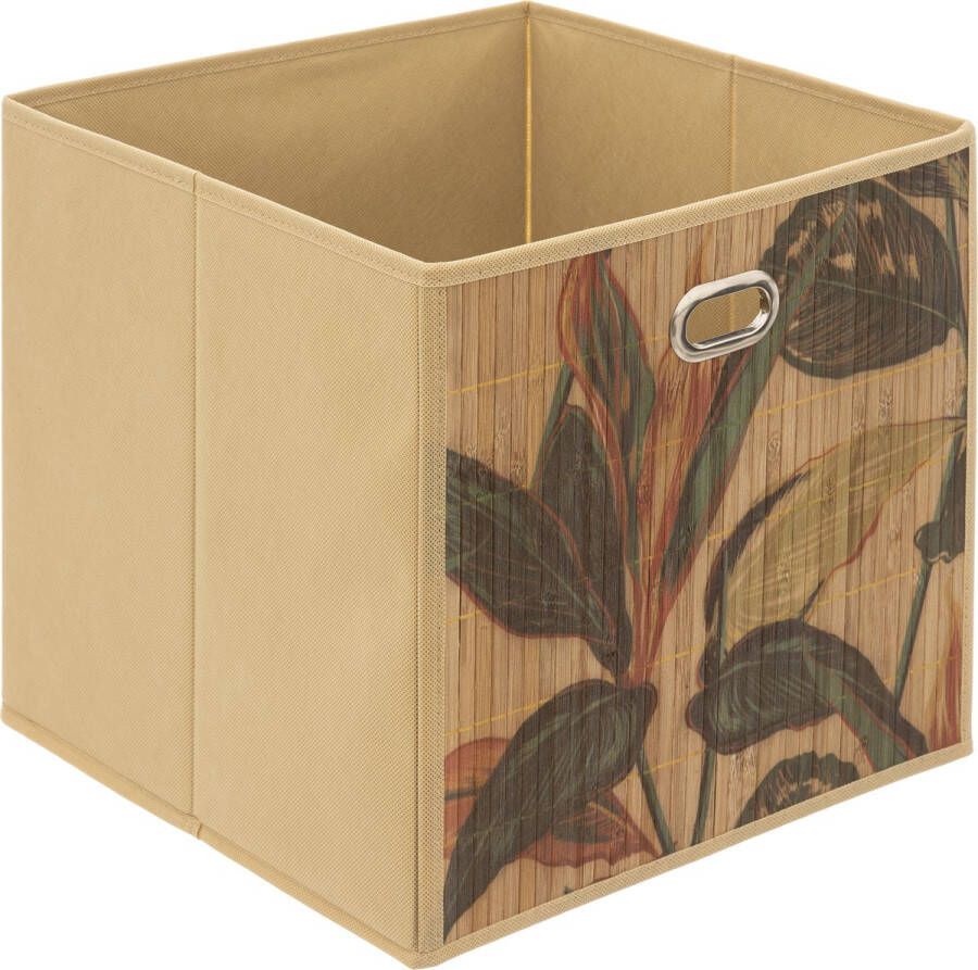 5five Opbergmand kastmand 29 liter beige bamboe 31 x 31 x 31 cm Vakkenkast manden