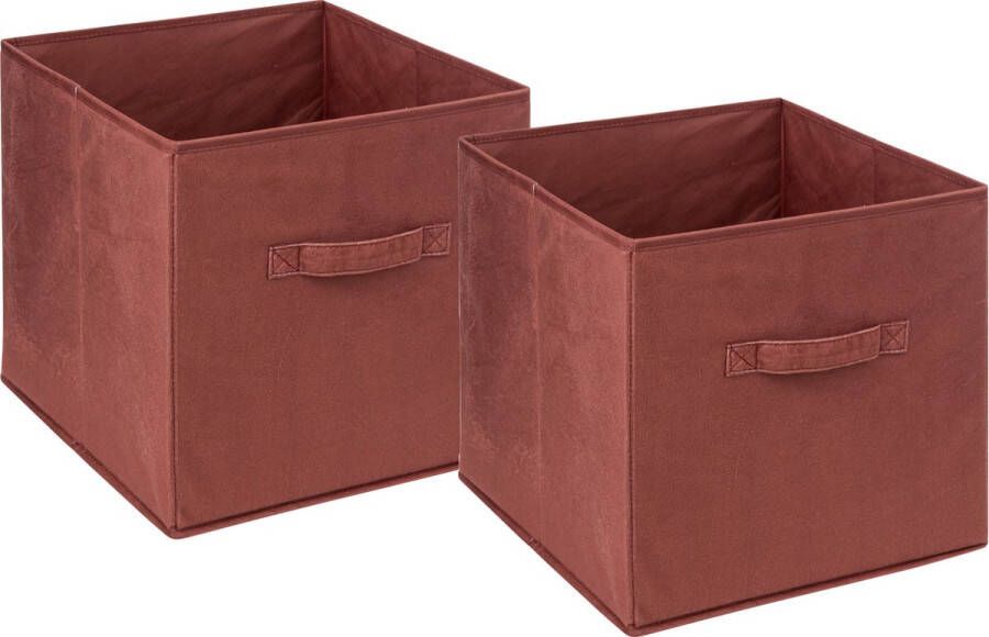 5Five Opbergmand kastmand 2x vakkenkast 29 liter bordeaux rood 31 x 31 x 31 cm Opbergmanden