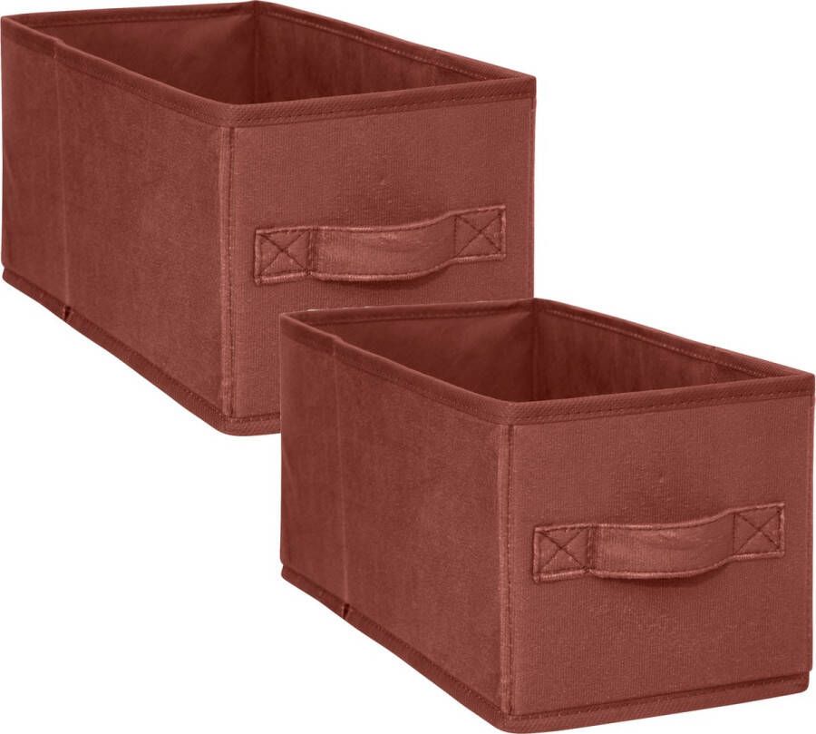 5Five Opbergmand kastmand 2x vakkenkast 7 liter bordeaux rood 15 x 31 x 15 cm Opbergmanden