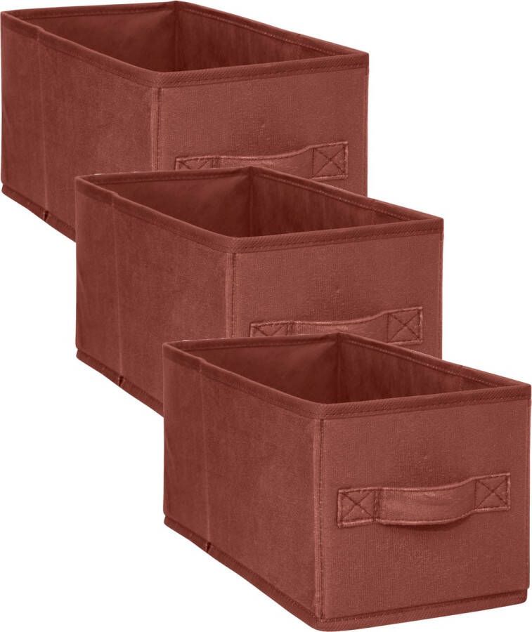 5Five Opbergmand kastmand 3x vakkenkast 7 liter bordeaux rood 15 x 31 x 15 cm Opbergmanden