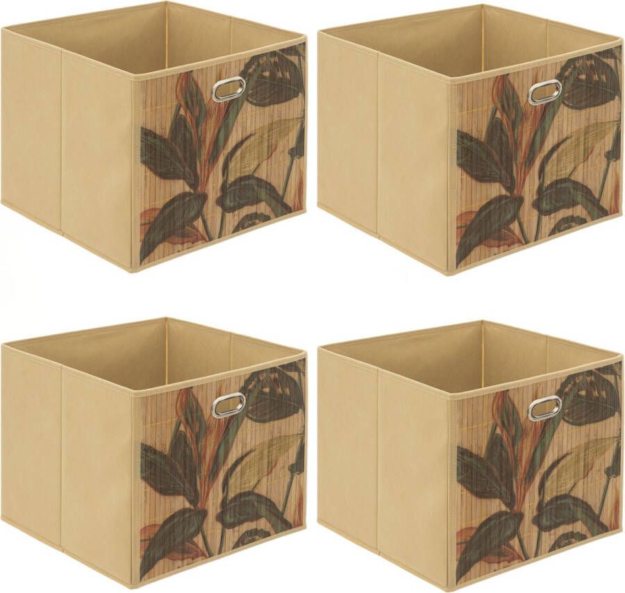 5five Opbergmand kastmand 4x 29 liter beige bamboe 31 x 31 x 31 cm Vakkenkast manden