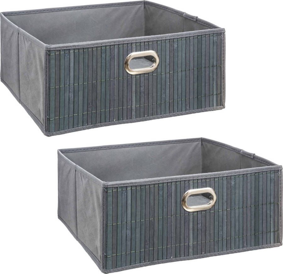 5five Opbergmand kastmand 6x 13L grijs bamboe 13.5 x 31 cm Vakkenkast manden