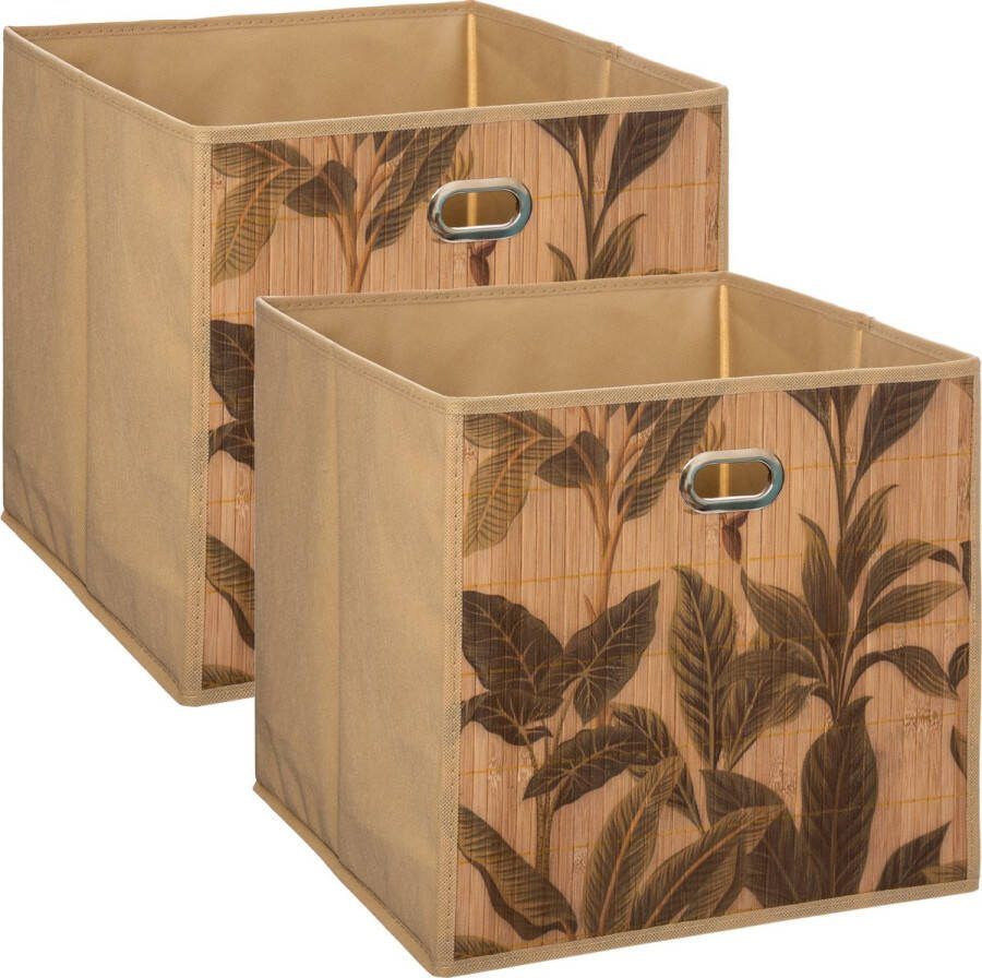 5five Opbergmand kastmand 6x 29L beige bamboe 31 x 31 cm Vakkenkast manden