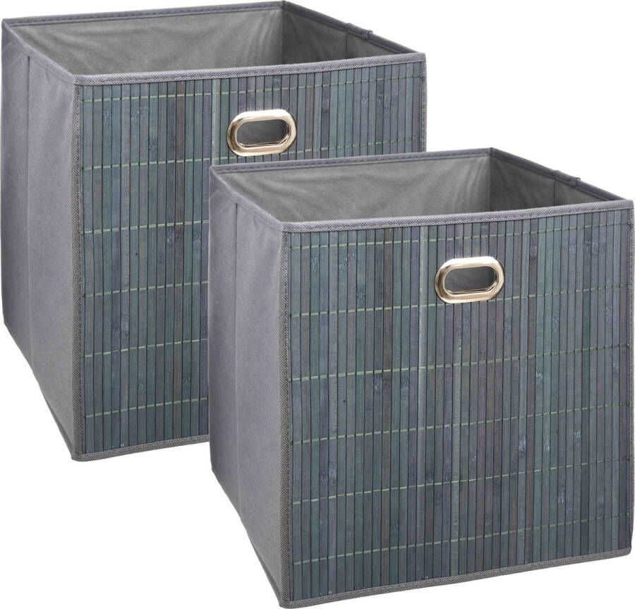 5five Opbergmand kastmand 6x 29L grijs bamboe 31 x 31 cm Vakkenkast manden
