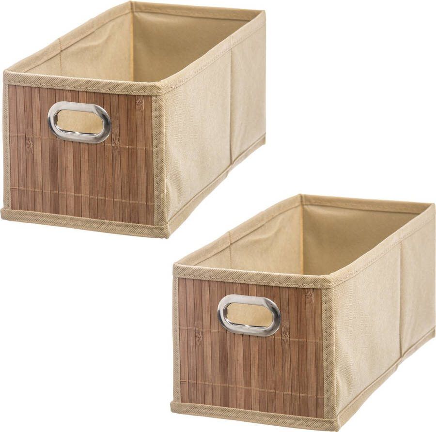 5five Opbergmand kastmand 6x 6.5L beige bamboe 15 x 14 x 31 cm Vakkenkast manden
