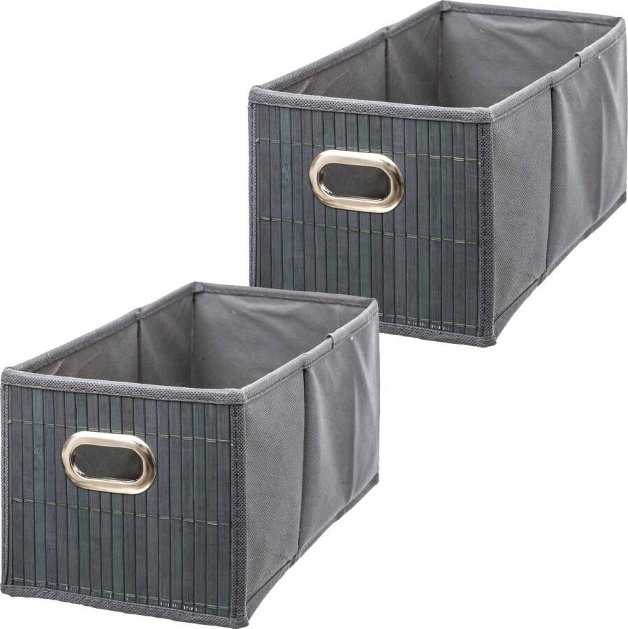 5five Opbergmand kastmand 6x 6.5L grijs bamboe 15 x 14 x 31 cm Vakkenkast manden