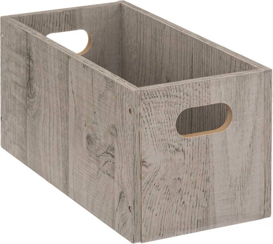 5five Opbergmand kastmand 7 liter grijs greywash van hout 31 x 15 x 15 cm Opbergboxen Vakkenkast manden