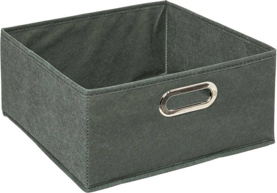 5five Opbergmand kastmand 14 liter grijsgroen linnen 31 x 31 x 15 cm Opbergboxen Vakkenkast manden