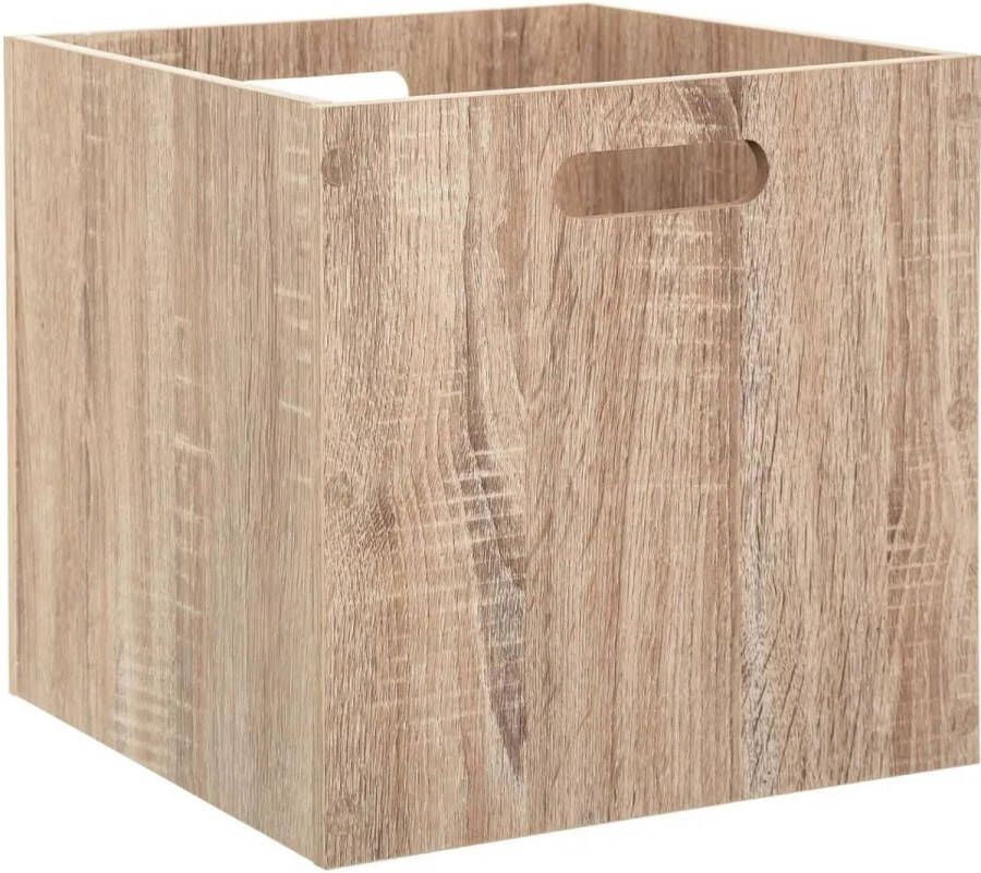 5five Opbergmand kastmand 29 liter bruin naturel van hout 31 x 31 x 31 cm Opbergboxen Vakkenkast manden