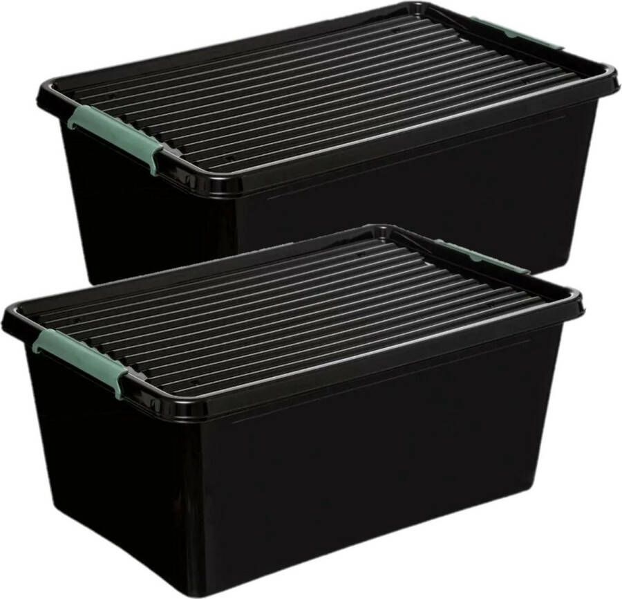 5five Opslagbakken organizers met deksel 2 stuks 60 liter zwart
