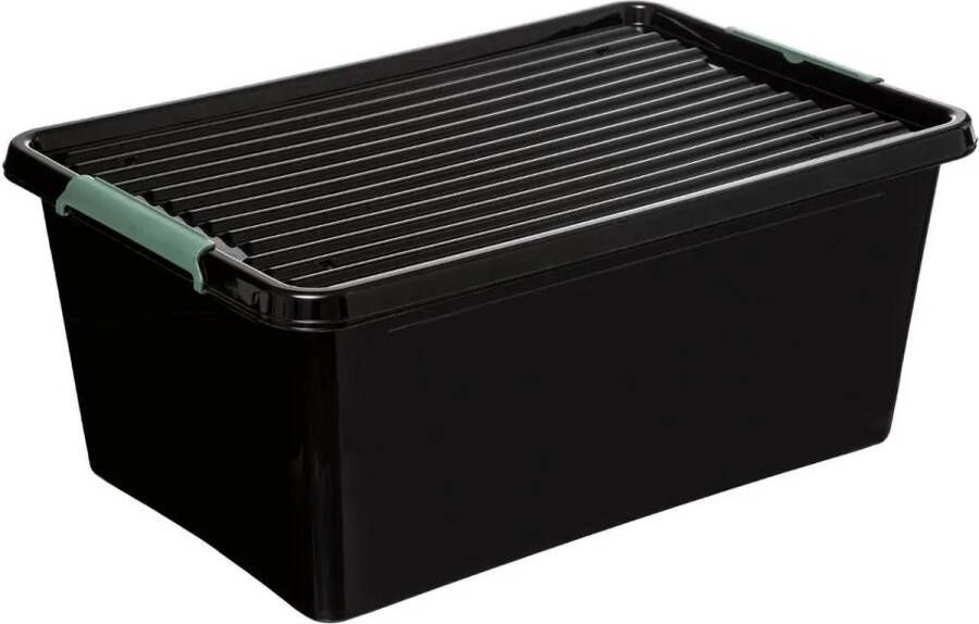 5five Opslagbak organizer met deksel zwart kunststof 60 liter 58 x 39 x 35 cm