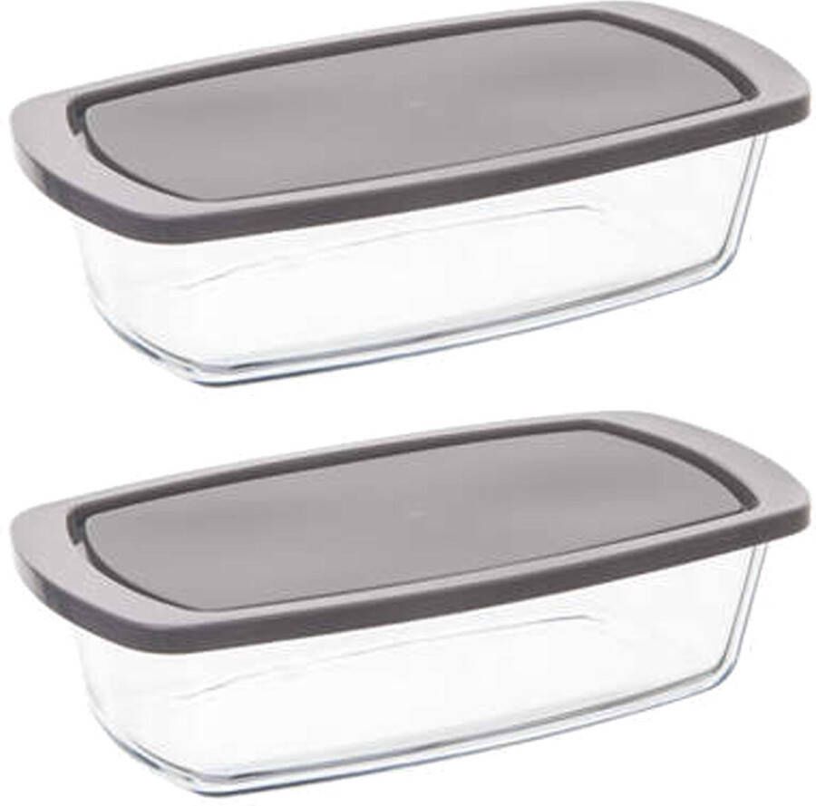 5Five Ovenschaal van borosilicaat glas met deksel 2x rechthoek 1.8 Liter 27 x 14 x 7 3 cm Ovenschalen