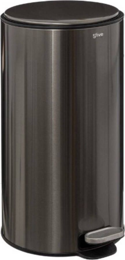 5Five Delta Afvalemmer Soft close Antigeur actief koolstoffilter Uitneembare emmer 30L Metaal Zwart glanzend