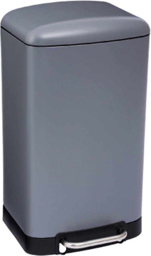 5Five Prullenbak pedaalemmer grijs metaal 30 liter 34 x 32 x 61 cm keuken Pedaalemmers