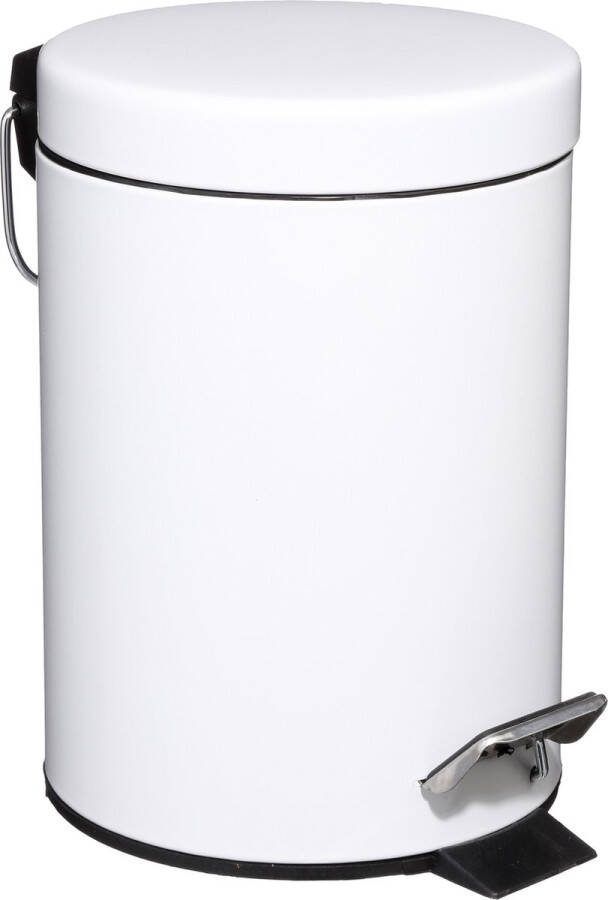 5five Pedaalemmer wit metaal 3 liter 25 cm voor badkamer en toilet prullenbak